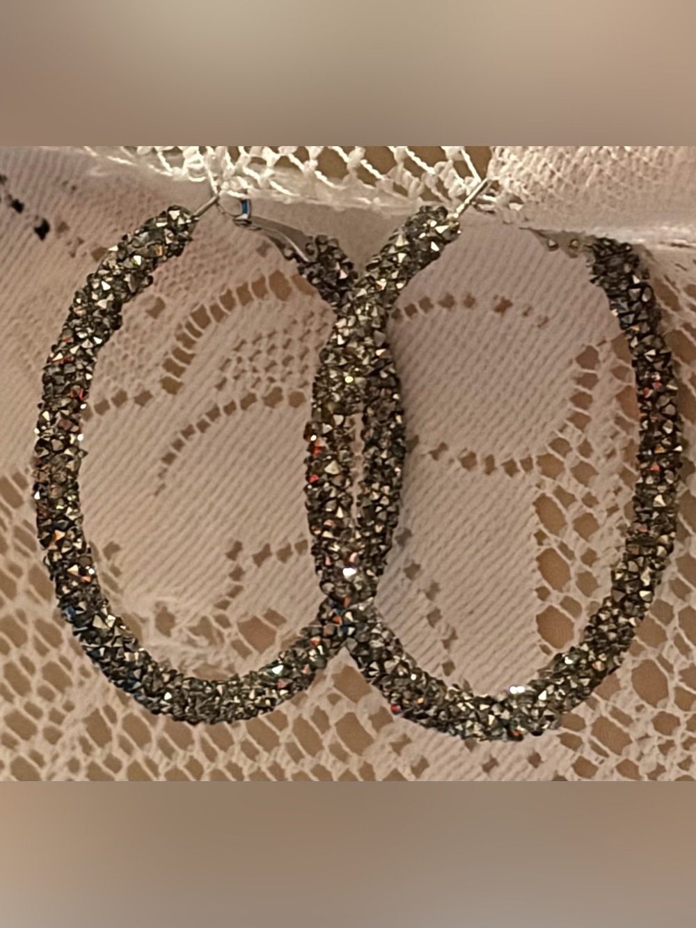 3/$30β¨π€β¨Glamorous Goth Sparkle Hoop Earrings (2.25") Halloween/Dress Up